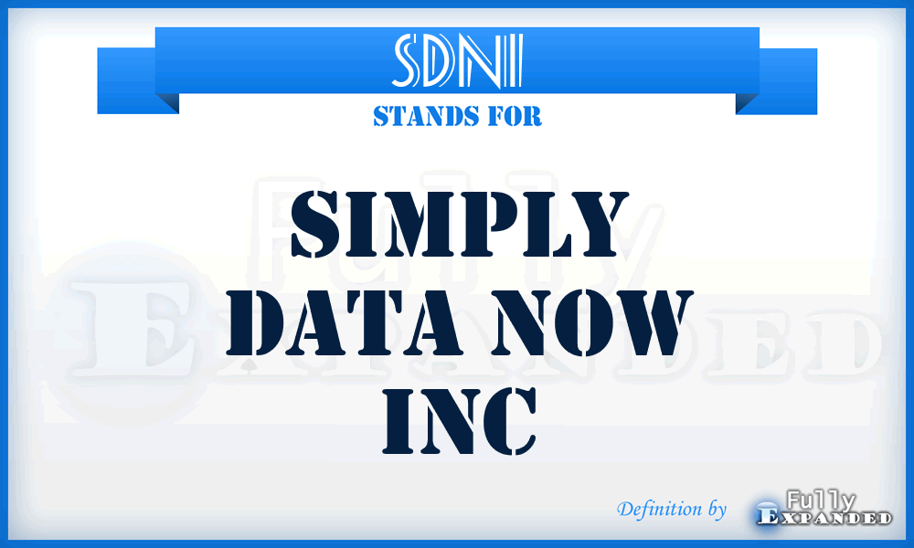 SDNI - Simply Data Now Inc