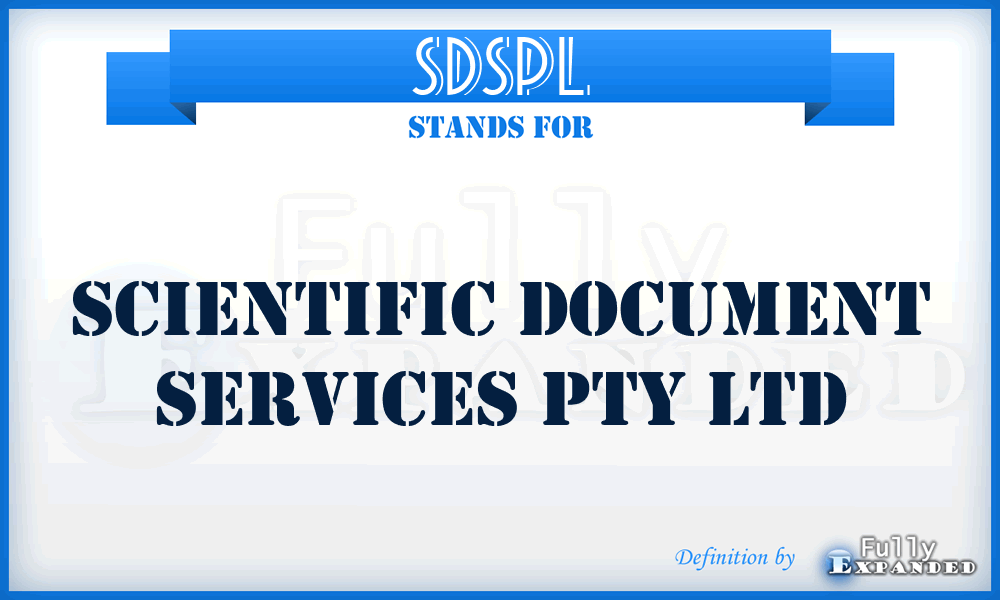 SDSPL - Scientific Document Services Pty Ltd