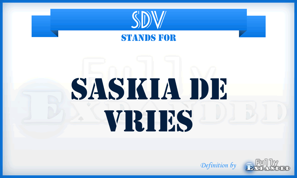 SDV - Saskia de Vries