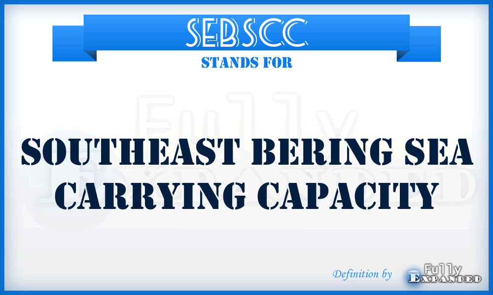 SEBSCC - Southeast Bering Sea Carrying Capacity