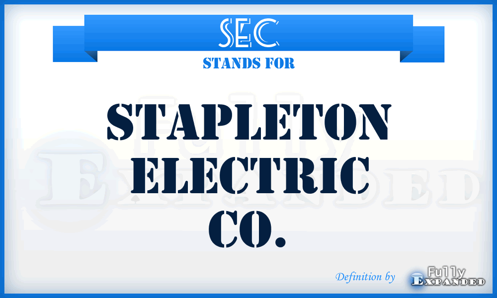 SEC - Stapleton Electric Co.
