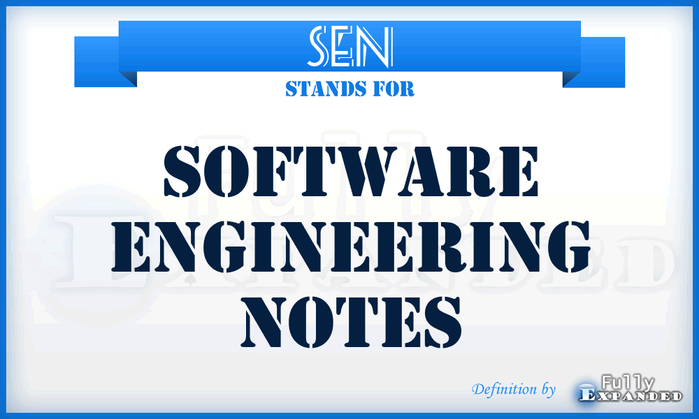 SEN - Software Engineering Notes