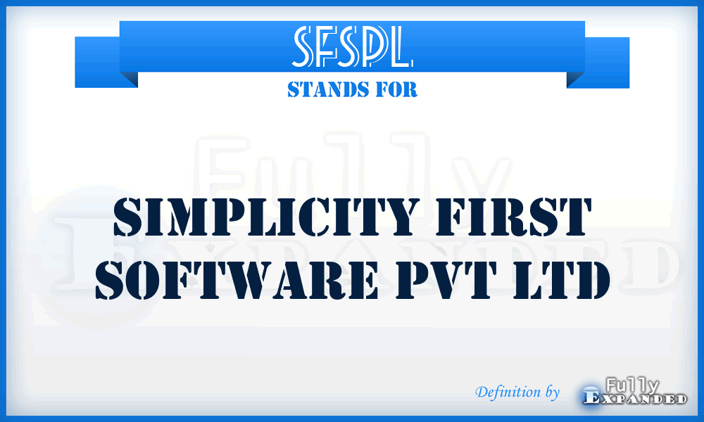 SFSPL - Simplicity First Software Pvt Ltd