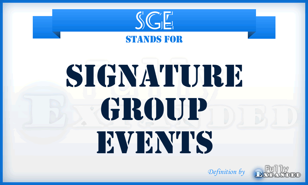SGE - Signature Group Events