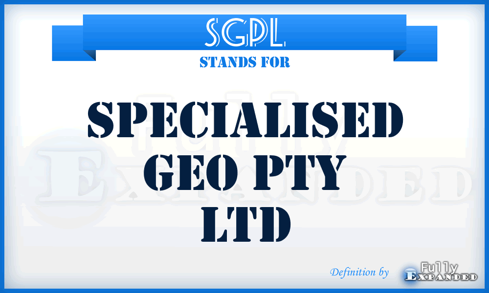 SGPL - Specialised Geo Pty Ltd