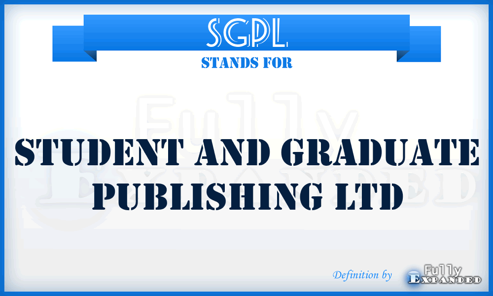 SGPL - Student and Graduate Publishing Ltd