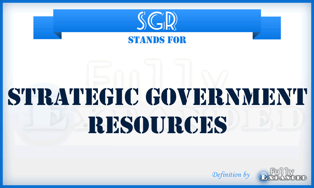SGR - Strategic Government Resources