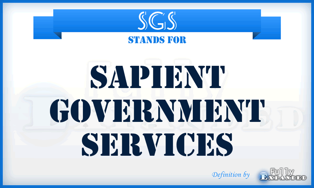 SGS - Sapient Government Services