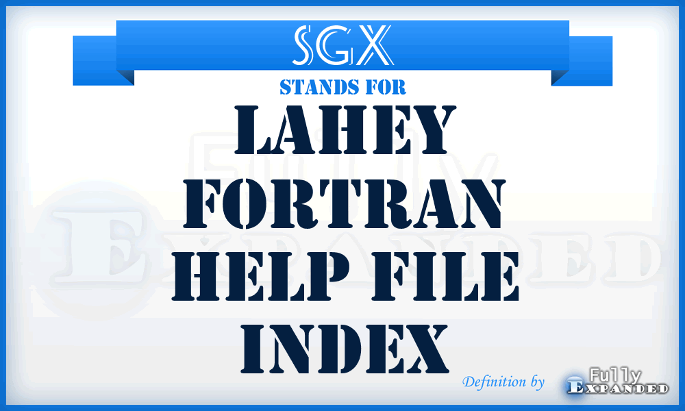 SGX - Lahey Fortran Help file index