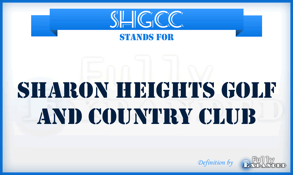 SHGCC - Sharon Heights Golf and Country Club