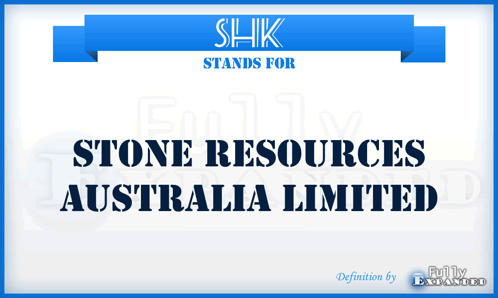 SHK - Stone Resources Australia Limited