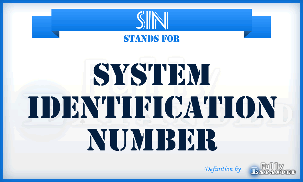 SIN - System Identification Number