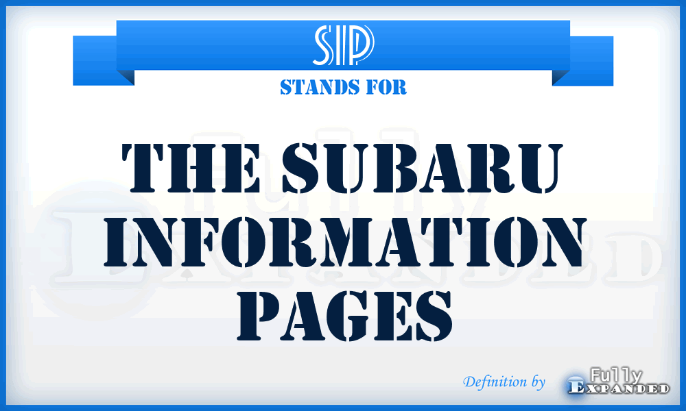 SIP - The Subaru Information Pages