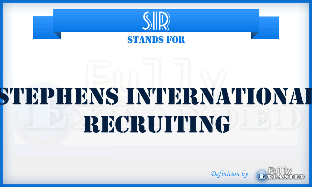 SIR - Stephens International Recruiting