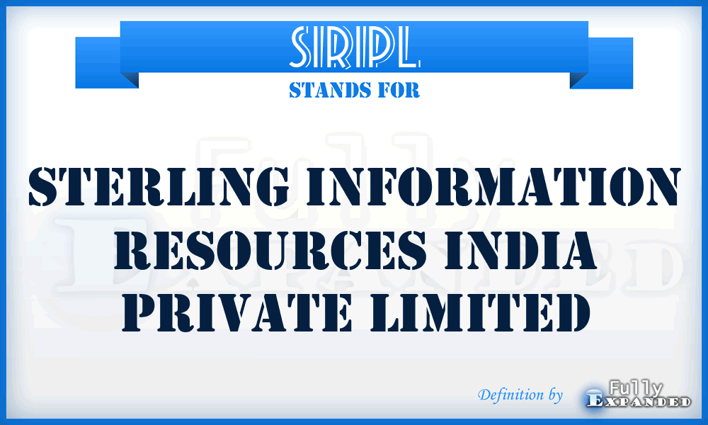 SIRIPL - Sterling Information Resources India Private Limited