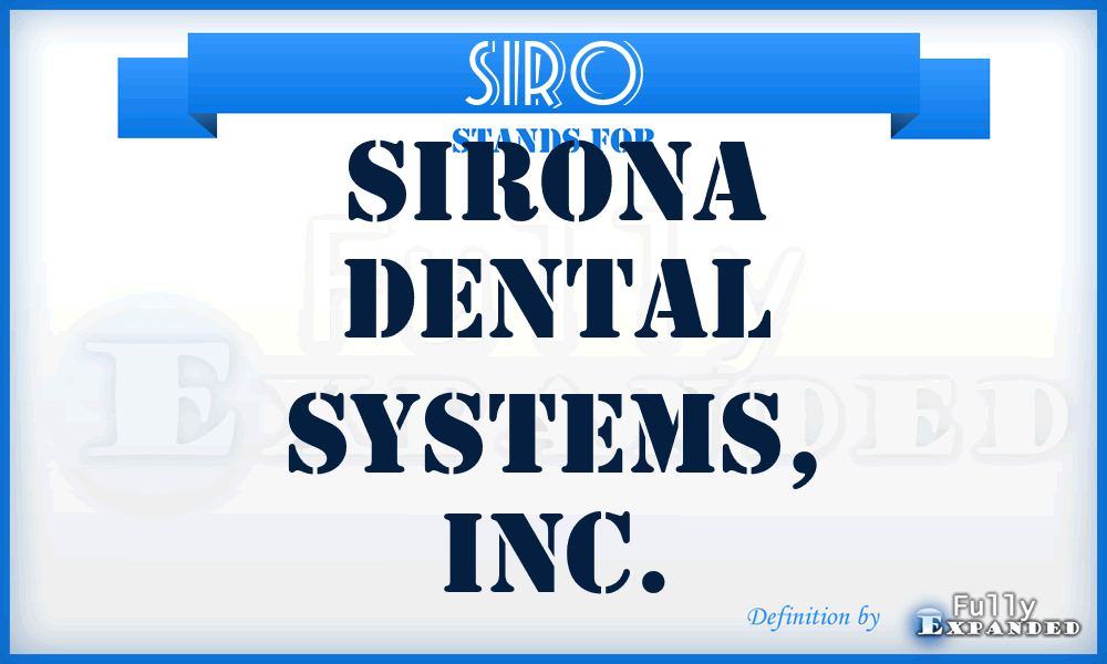 SIRO - Sirona Dental Systems, Inc.