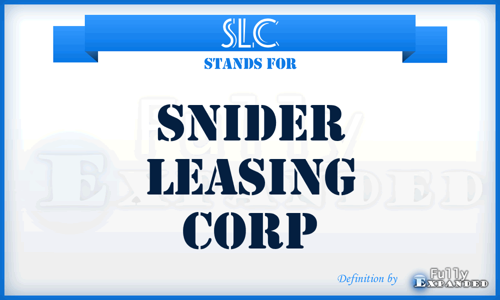 SLC - Snider Leasing Corp
