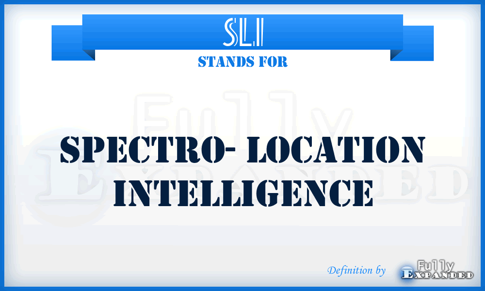 SLI - Spectro- Location Intelligence