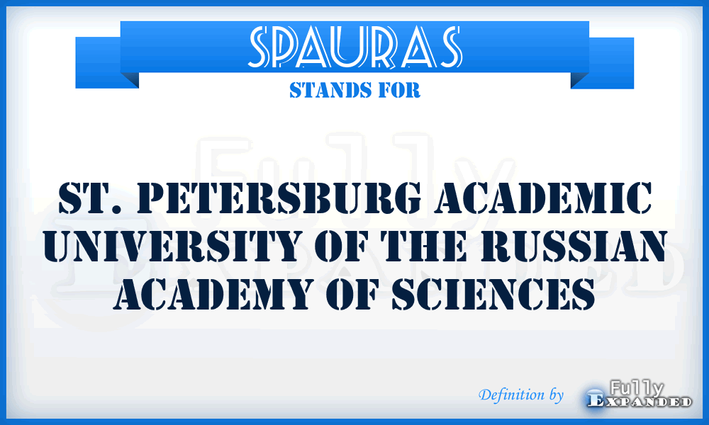 SPAURAS - St. Petersburg Academic University of the Russian Academy of Sciences
