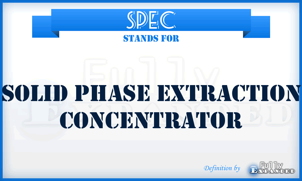 SPEC - Solid Phase Extraction Concentrator