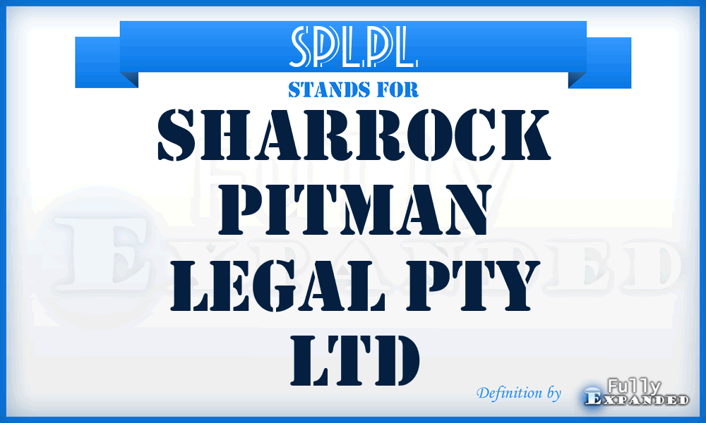 SPLPL - Sharrock Pitman Legal Pty Ltd