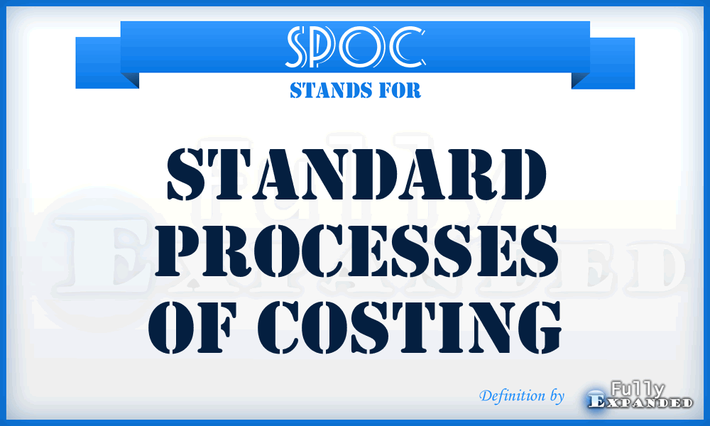 SPOC - Standard Processes Of Costing