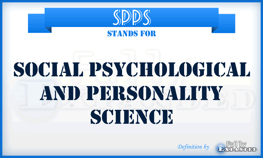 SPPS - Social Psychological and Personality Science