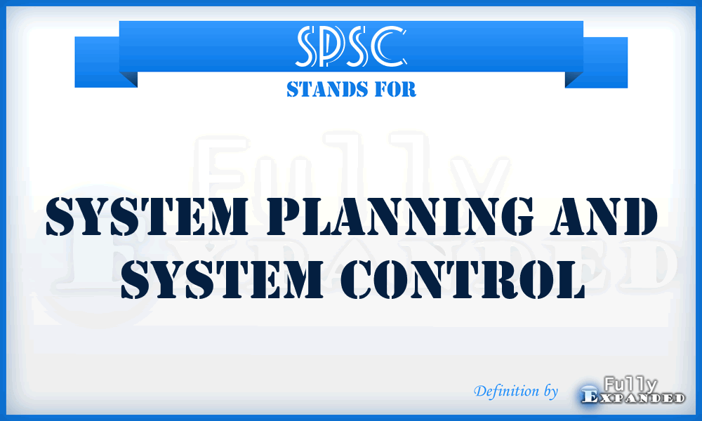 SPSC - system planning and system control