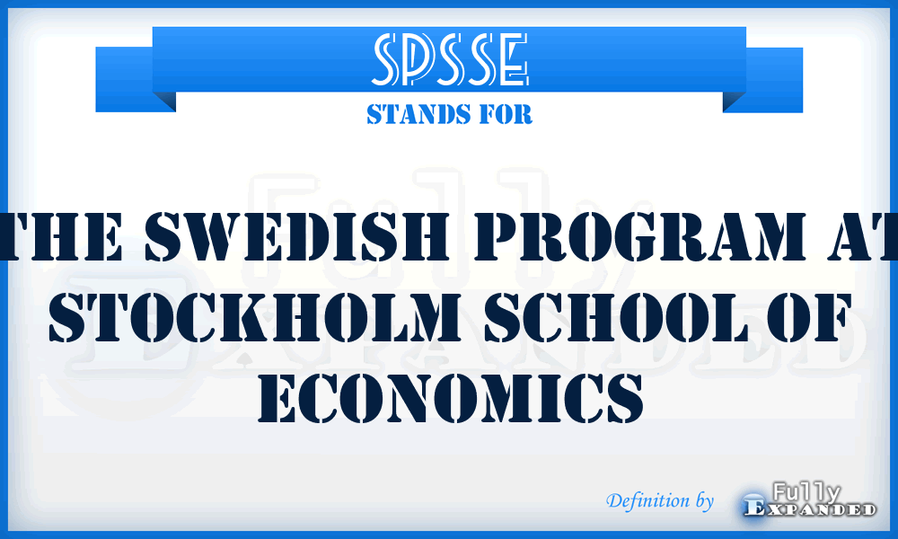 SPSSE - The Swedish Program at Stockholm School of Economics