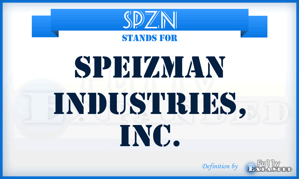 SPZN - Speizman Industries, Inc.