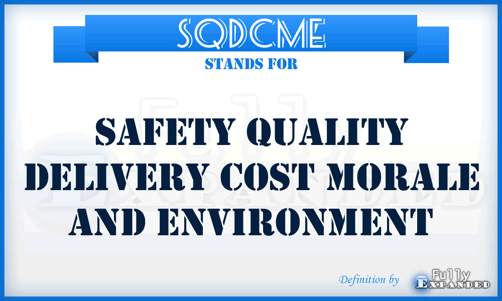 SQDCME - Safety Quality Delivery Cost Morale and Environment