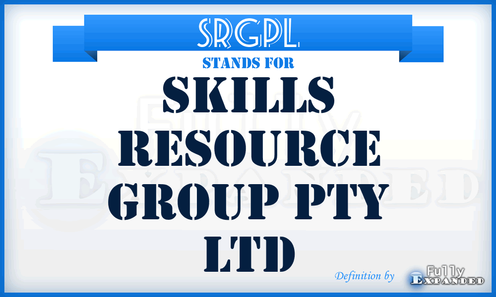 SRGPL - Skills Resource Group Pty Ltd