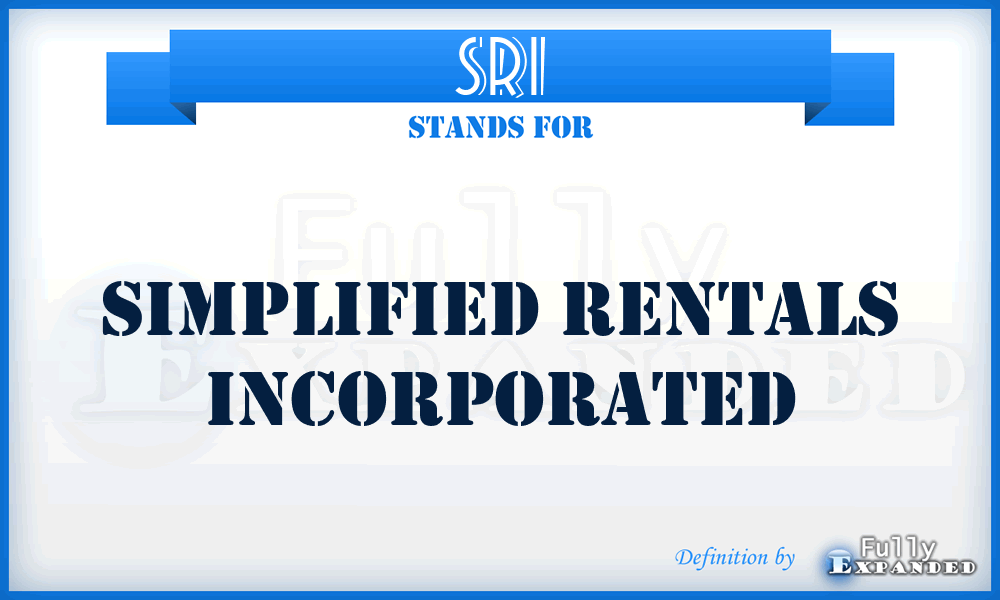 SRI - Simplified Rentals Incorporated