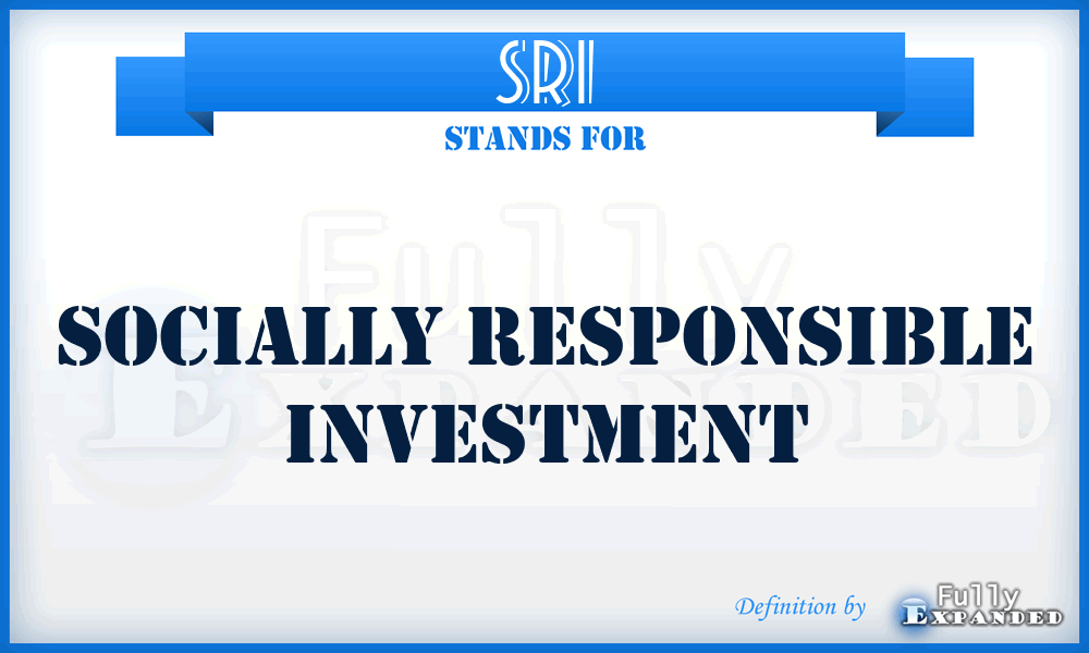 SRI - Socially Responsible Investment