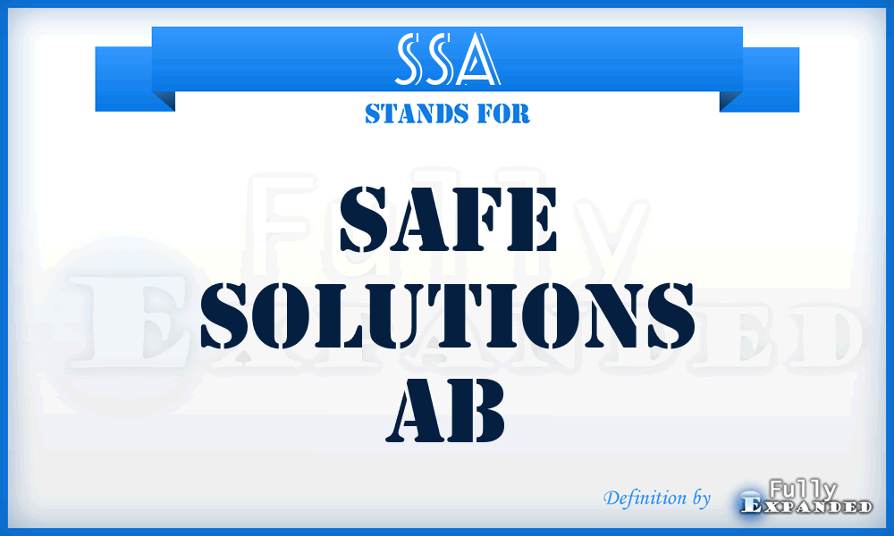 SSA - Safe Solutions Ab