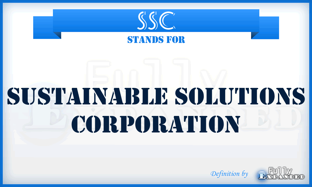 SSC - Sustainable Solutions Corporation