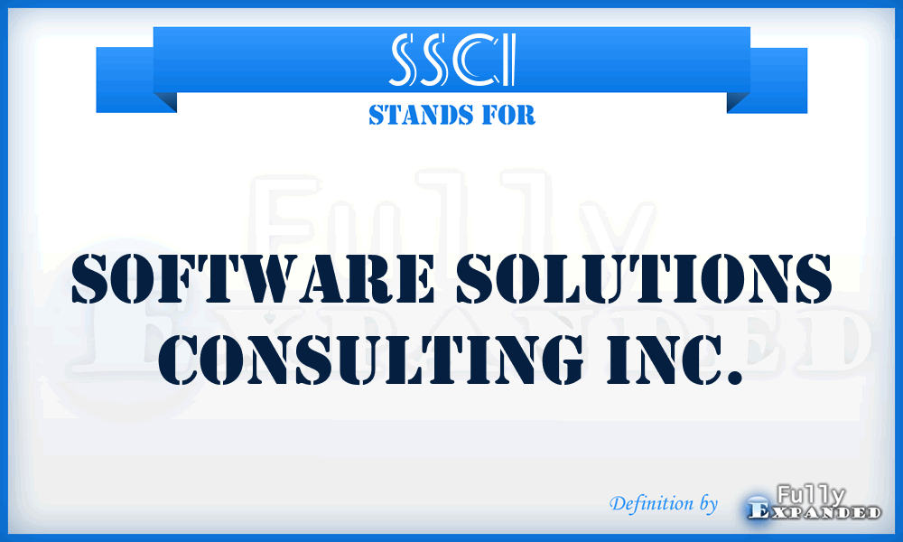 SSCI - Software Solutions Consulting Inc.