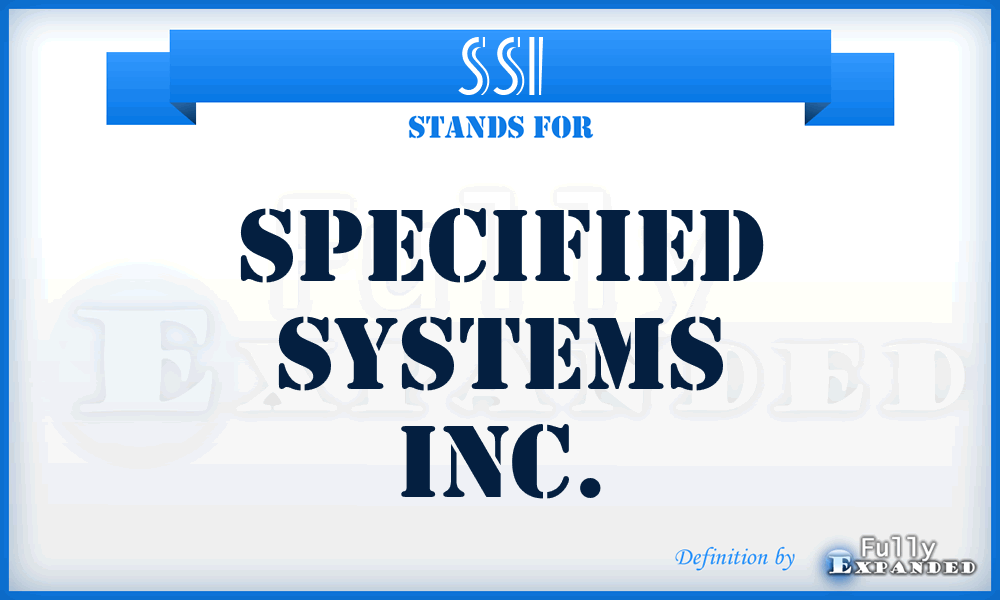 SSI - Specified Systems Inc.