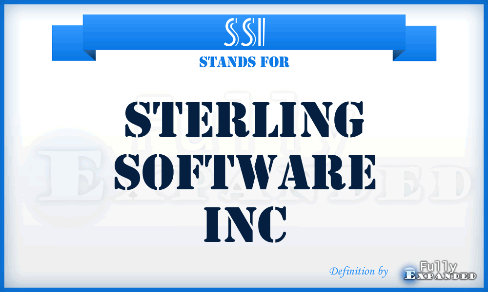 SSI - Sterling Software Inc