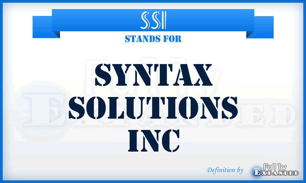 SSI - Syntax Solutions Inc