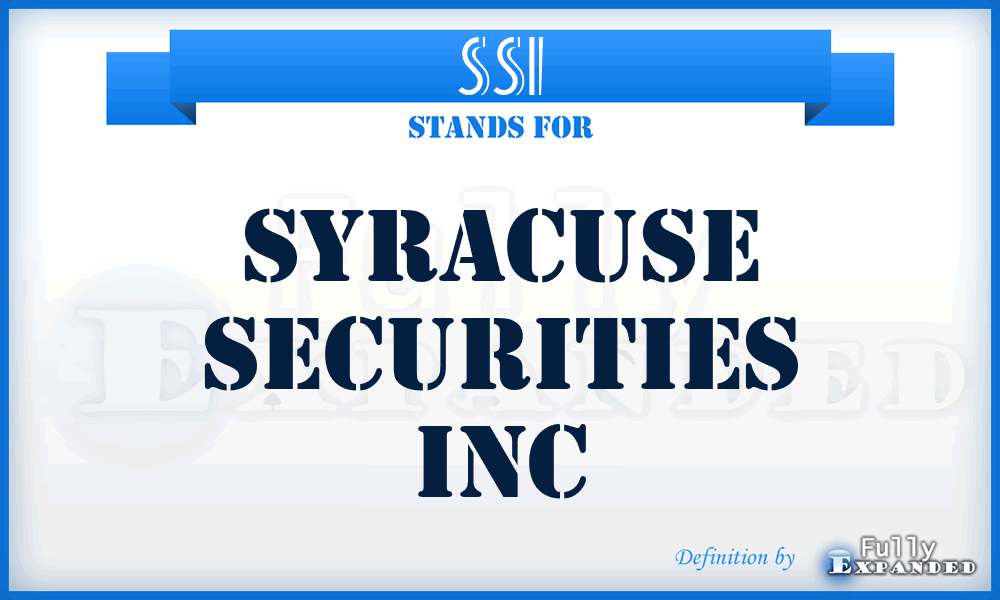 SSI - Syracuse Securities Inc