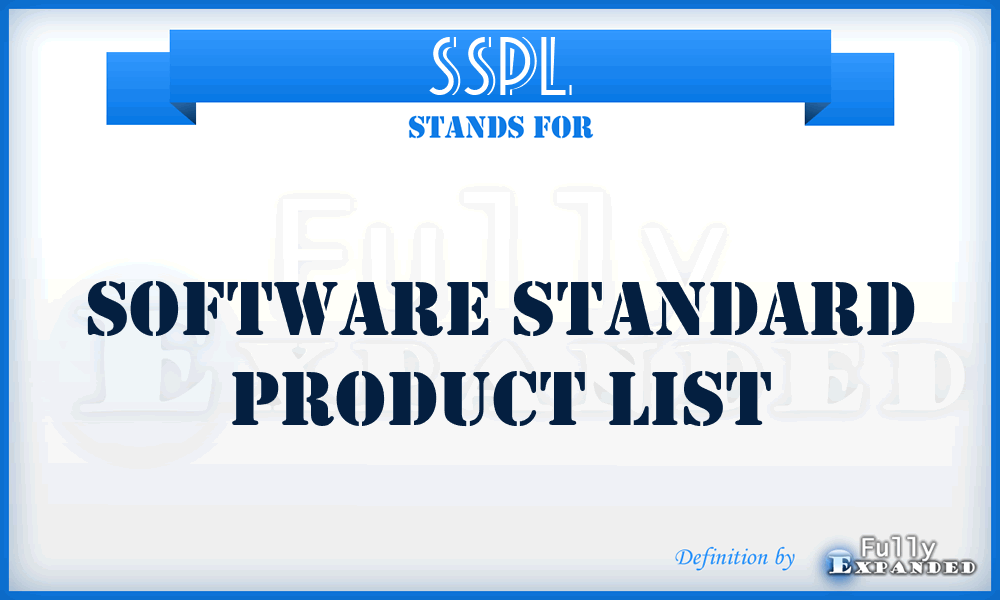 SSPL - Software Standard Product List