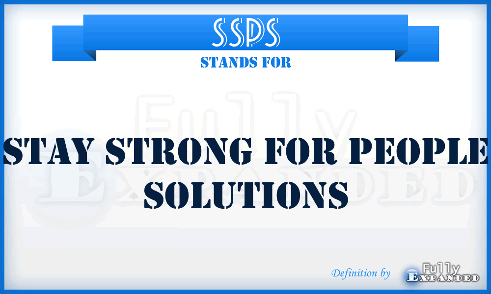 SSPS - Stay Strong for People Solutions