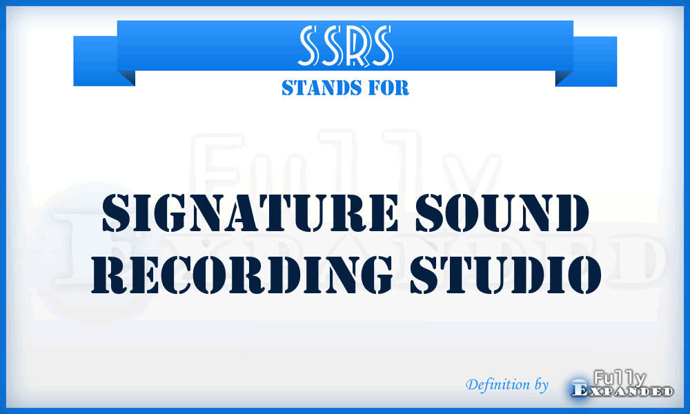 SSRS - Signature Sound Recording Studio