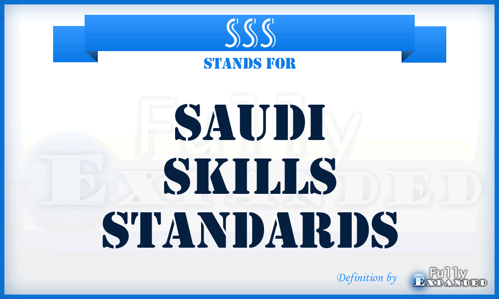SSS - Saudi Skills Standards