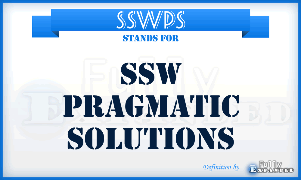 SSWPS - SSW Pragmatic Solutions