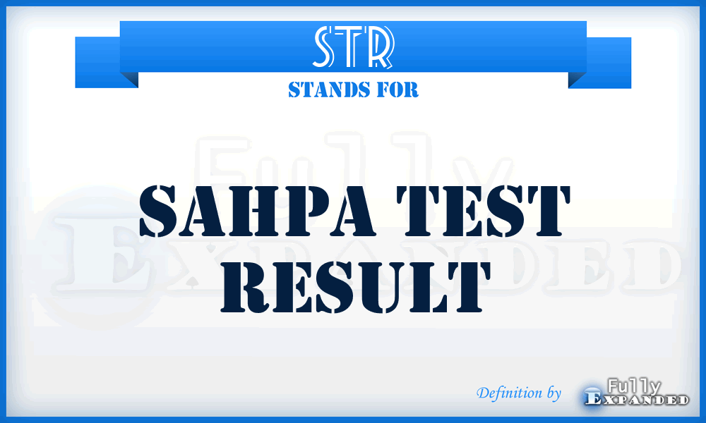 STR - Sahpa Test Result