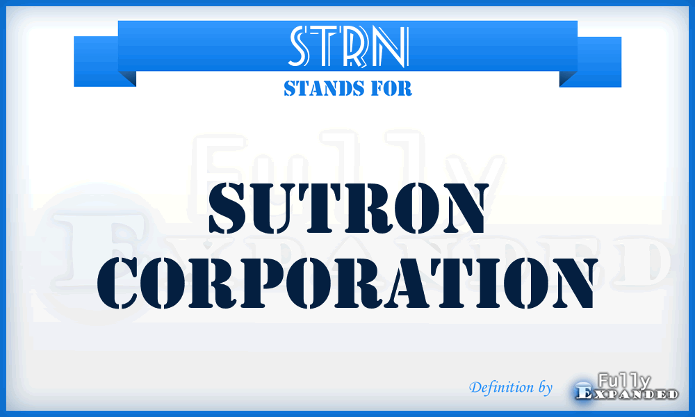 STRN - Sutron Corporation