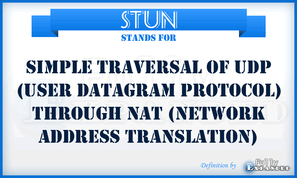 STUN - Simple Traversal of UDP (User Datagram Protocol) through NAT (Network Address Translation)