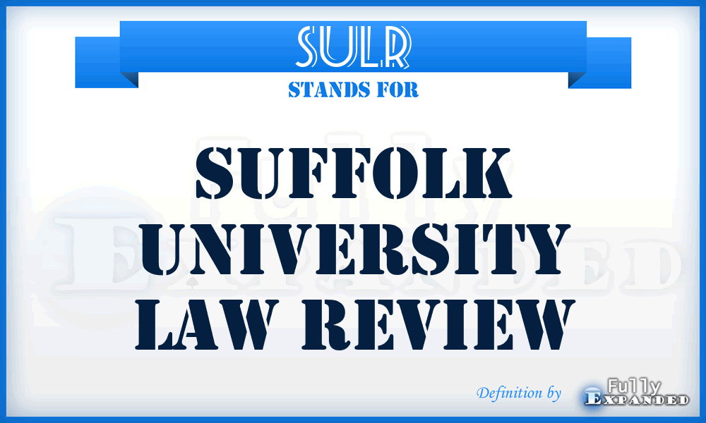 SULR - Suffolk University Law Review